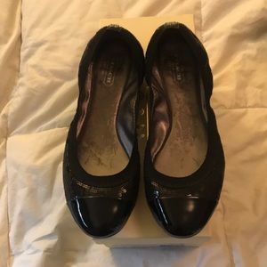 Coach Black Sequin/Patent Leather Flats. Size 7